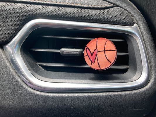 Basketball Heart (R130) Round Acrylic 1.5" Vent Clip
