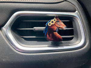 Dark Brown with Sunflowers (HH04) Horse 2" Vent Clip