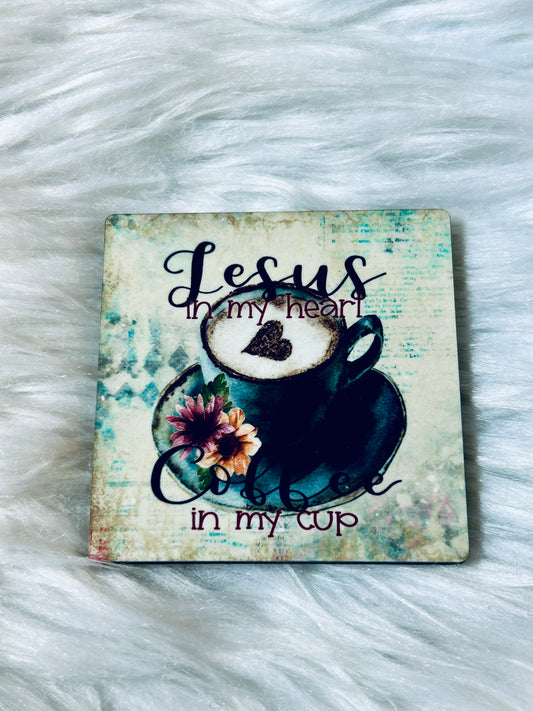 Jesus In My Heart Coffee in my Cup Matte Magnet