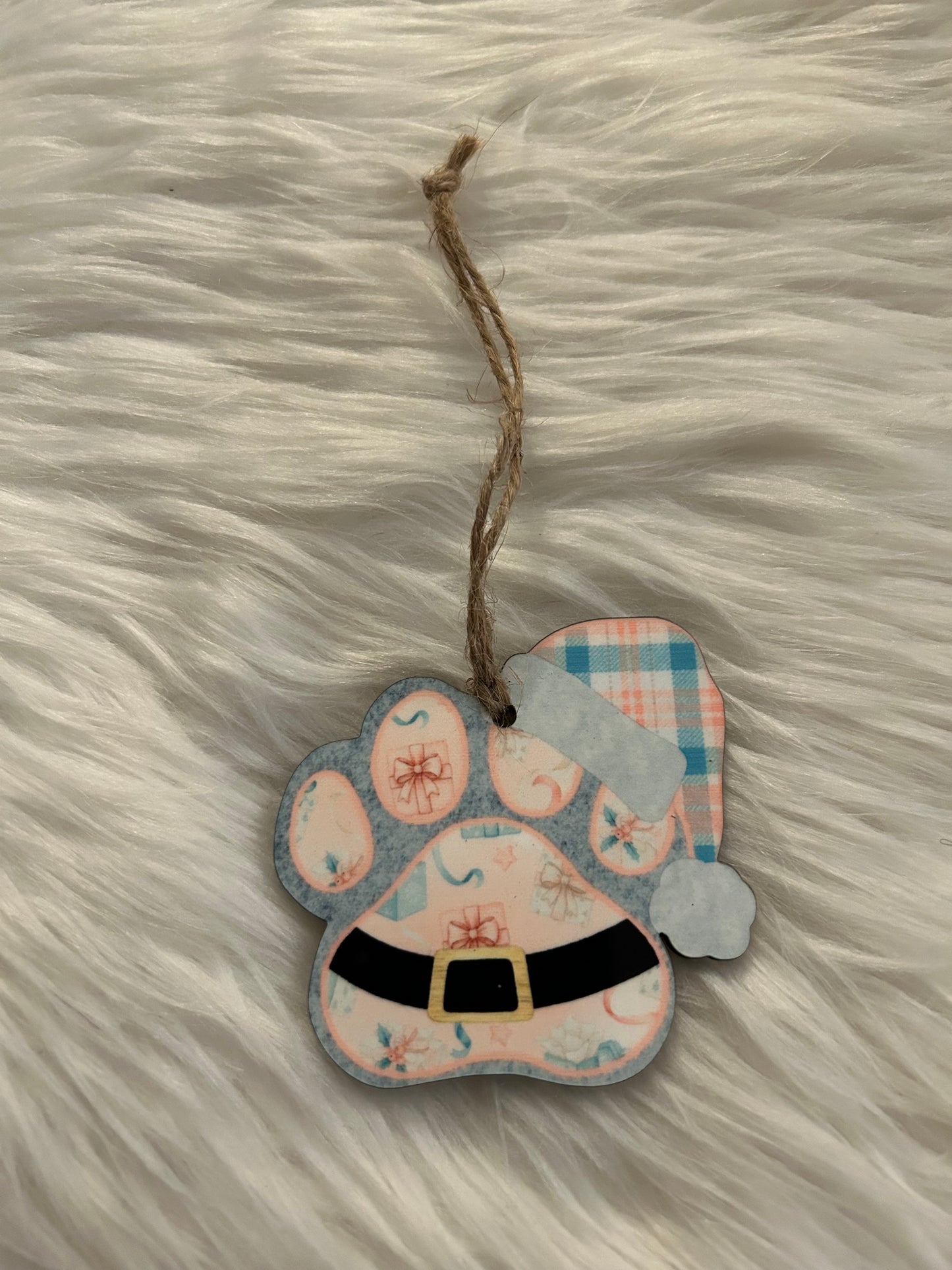 Pink Presents (SHP02) - Santa Hat Paw Shape Ornament