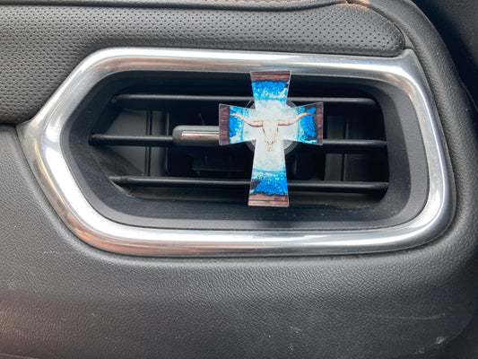 Steer Skull (CR09) Cross Acrylic 2" Vent Clip