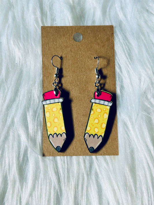 Leopard Pencil Earrings 1.5"
