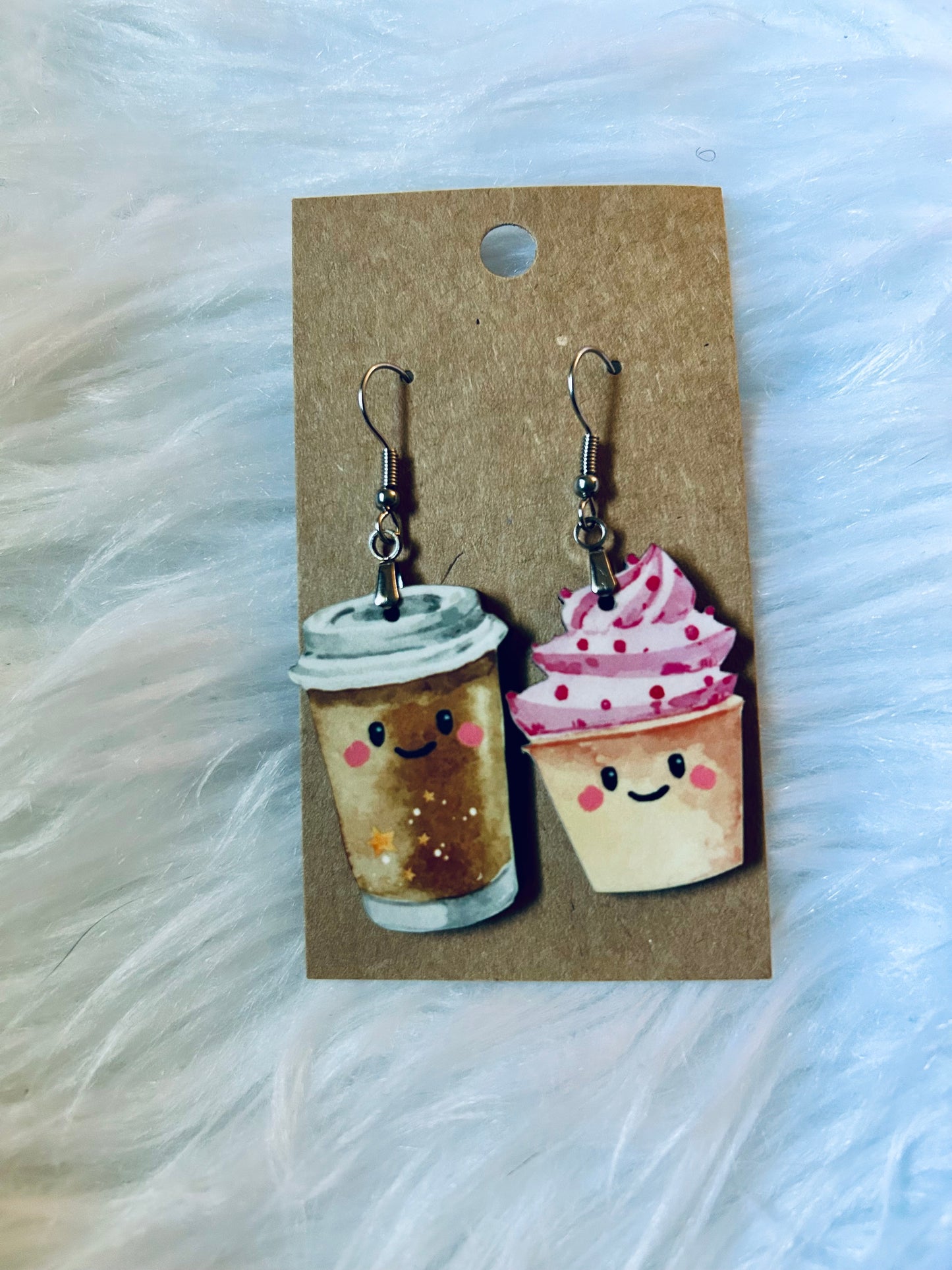 Cupcake and Coffee Earrings 1.5"