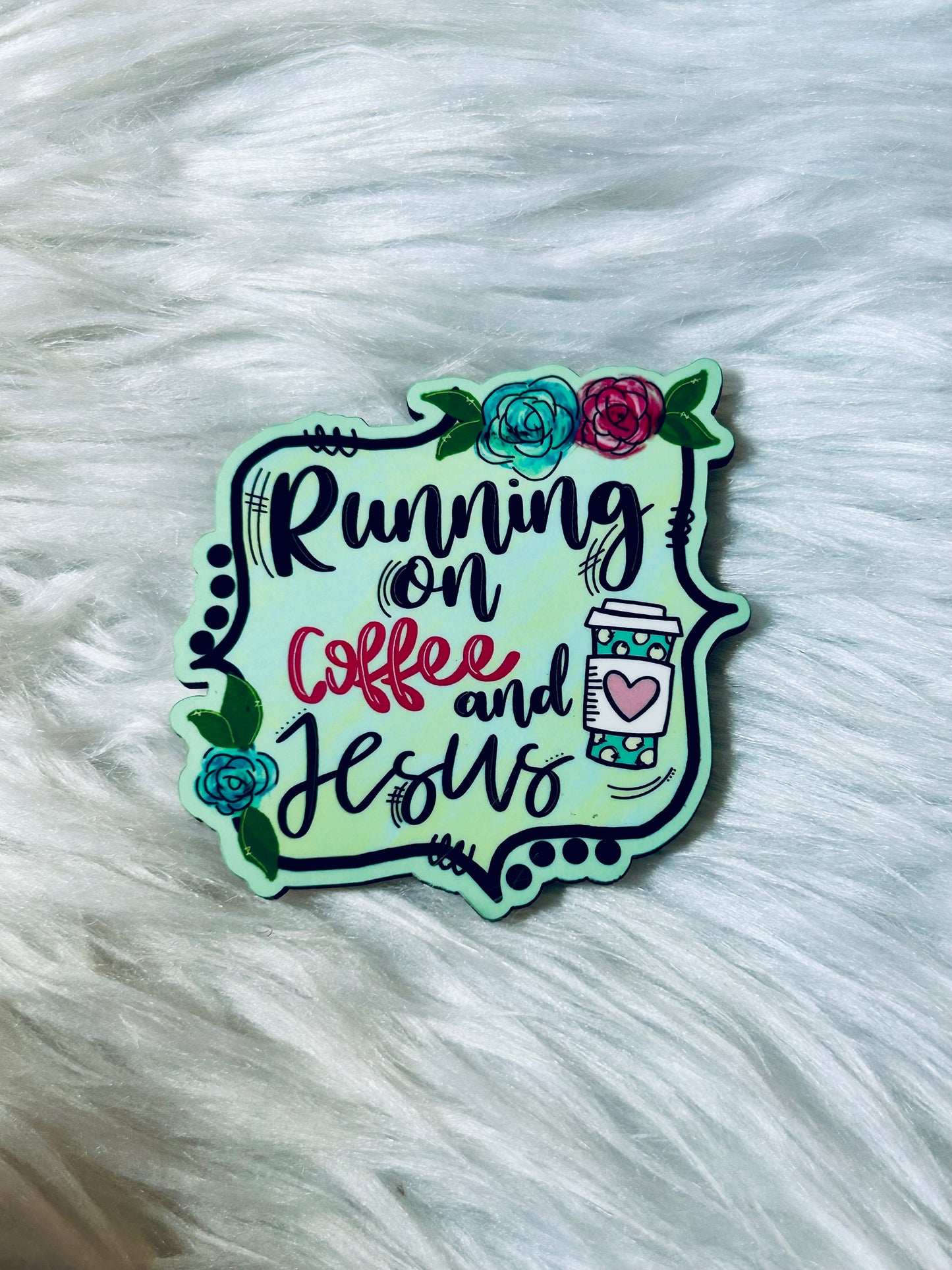 Running On Coffee And Jesus Matte Magnet