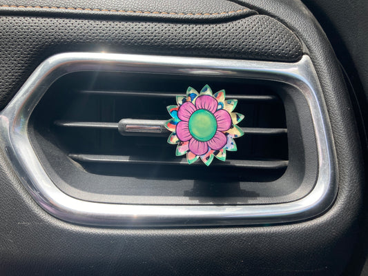 Purple Green (SF17) Sunflower Acrylic 1.5" Vent Clip