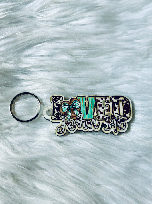 Loved John 3:16 Keychain