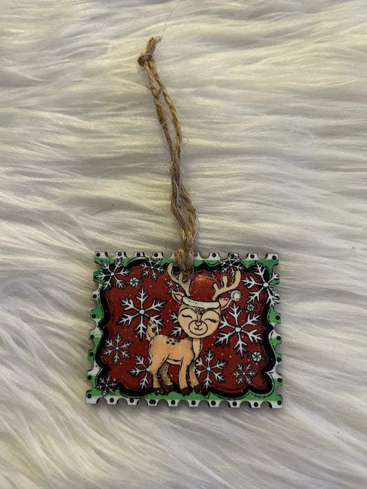 Reindeer Santa Hat (STS14) - Stamp Shape Ornament