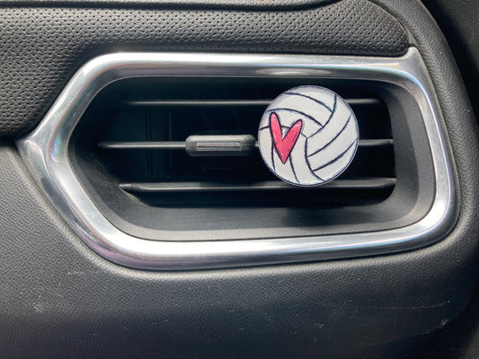Volleyball Heart (R133) Round Acrylic 1.5" Vent Clip