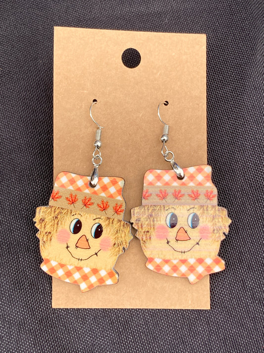 Plaid Leaves (SC03) - Scarecrow Earrings 1.5"