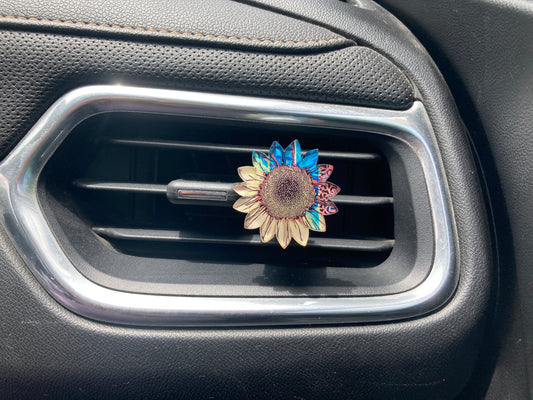 Multicolor (SF11) Sunflower Acrylic 1.5" Vent Clip