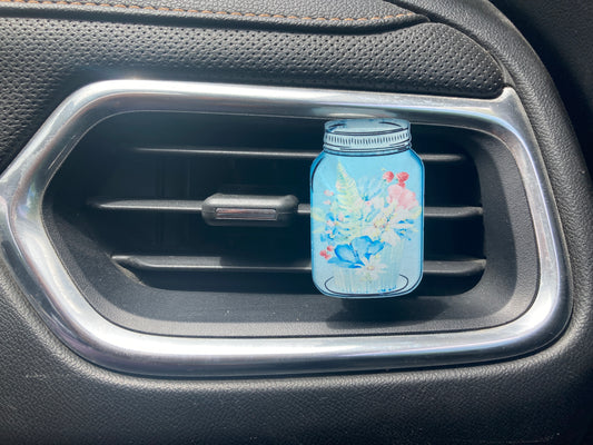 Floral (MJ05) Mason Jar Acrylic 2" Vent Clip