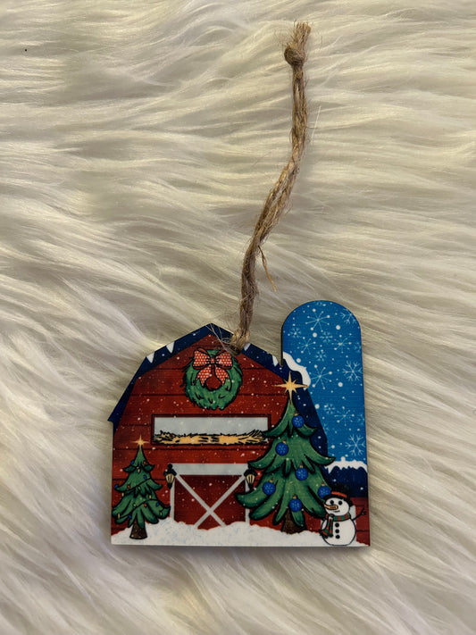 Snowman (BS03) - Barn with Silo Shape Ornament