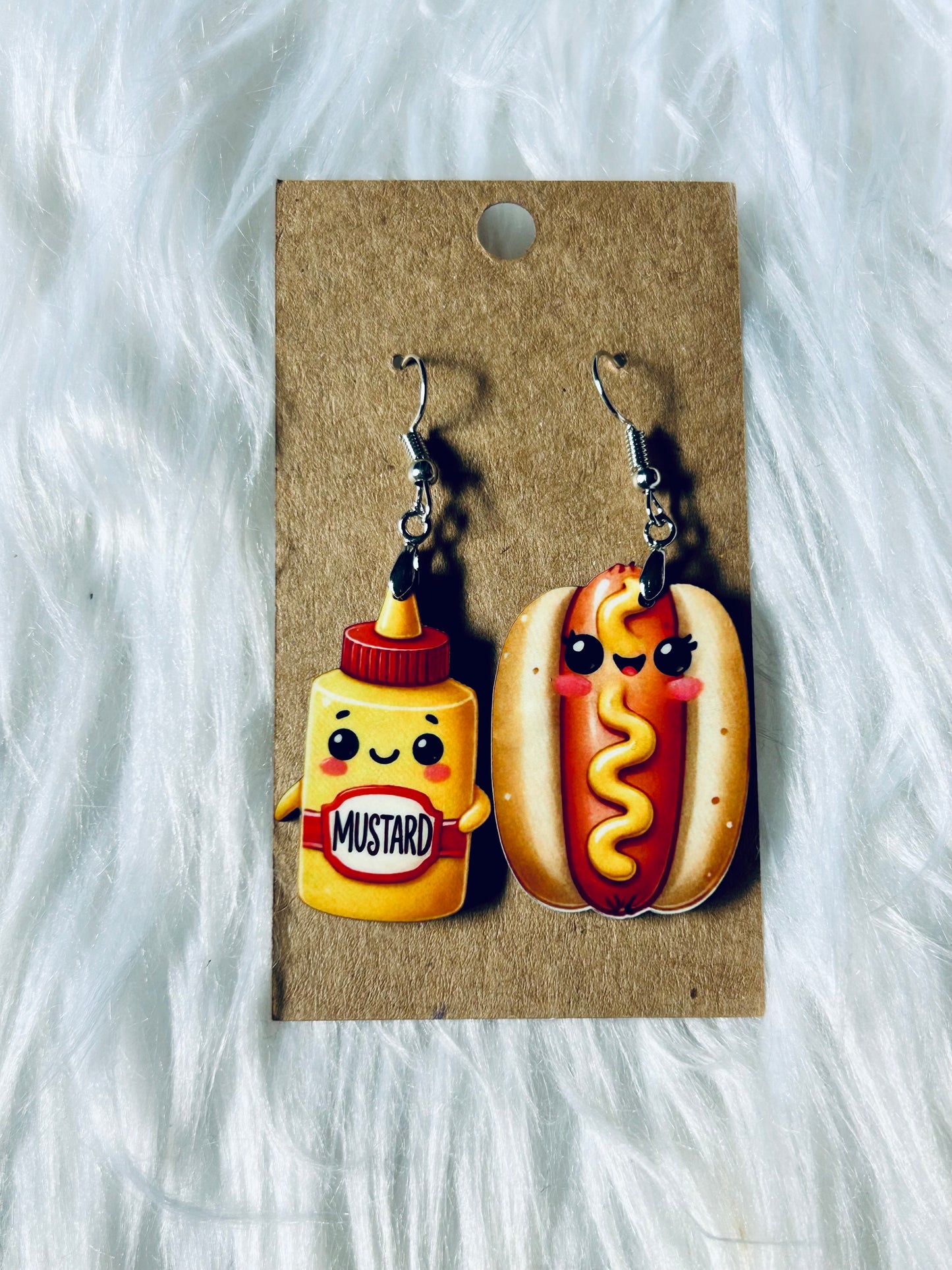 Mustard To My Hot Dog Earrings 1.5"
