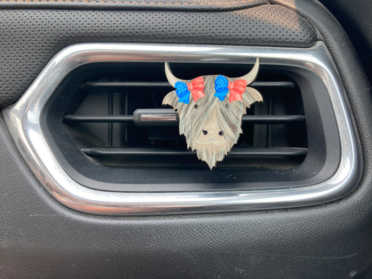 Bows (HC08) Highland Cow 2" Vent Clip