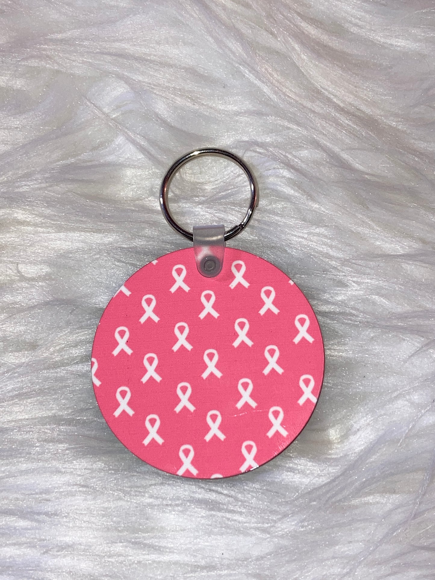 Breast Cancer Ribbon - Circle Keychain