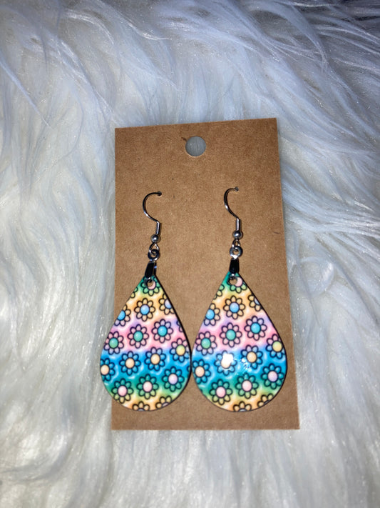 Multicolor Floral (TD56) Tear Drop Earrings