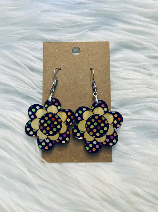 Polkadots (CF04) - Chubby Flower Acrylic Earrings