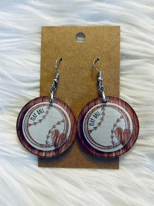Play Ball - Round Acrylic Earrings 1.5" - R36