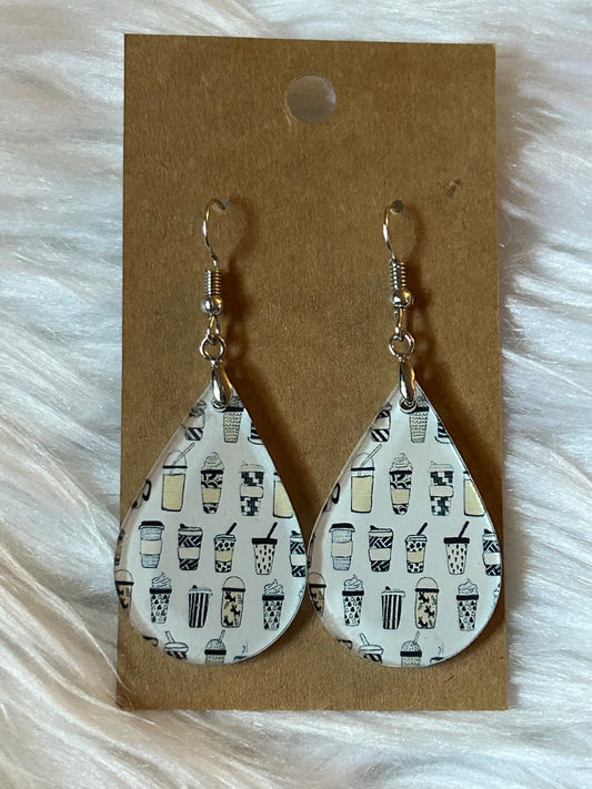 Coffee (TD66) Tear Drop Acrylic Earrings