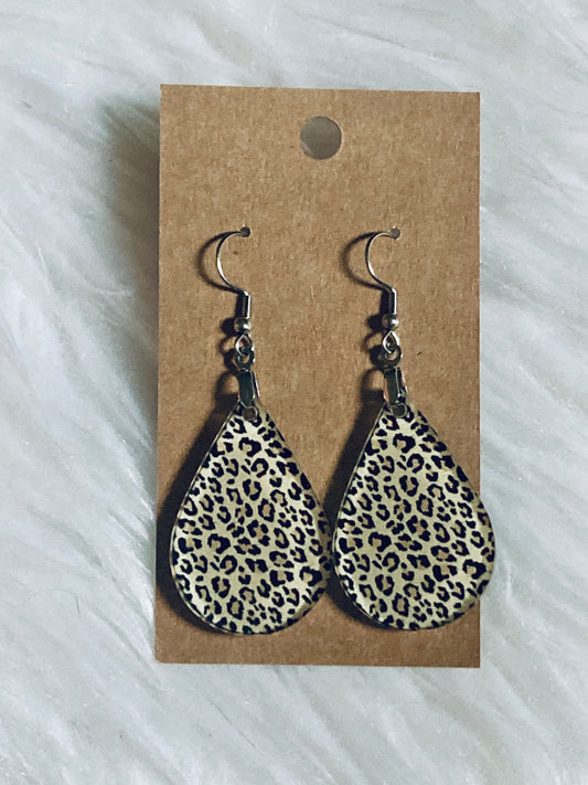 Leopard Print (TD65) Tear Drop Acrylic Earrings