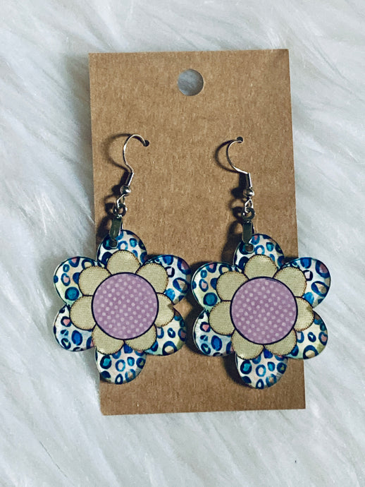 Multi Print 1 (CF07) - Chubby Flower Acrylic Earrings