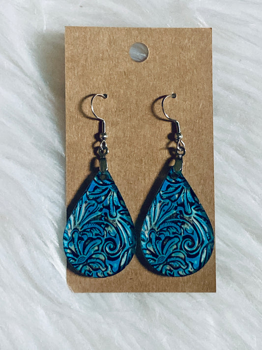 Turqouise Western (TD64) Tear Drop Acrylic Earrings