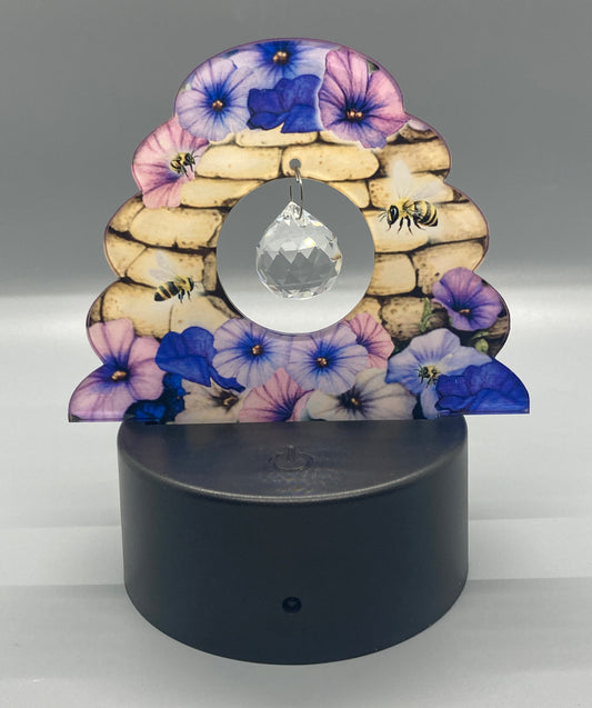 Purple Flowers with Charm (BHL03) - Bee Hive Shape Light