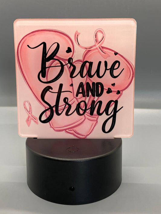 Breast Cancer Brave and Strong (SL01) - Square Shape Light