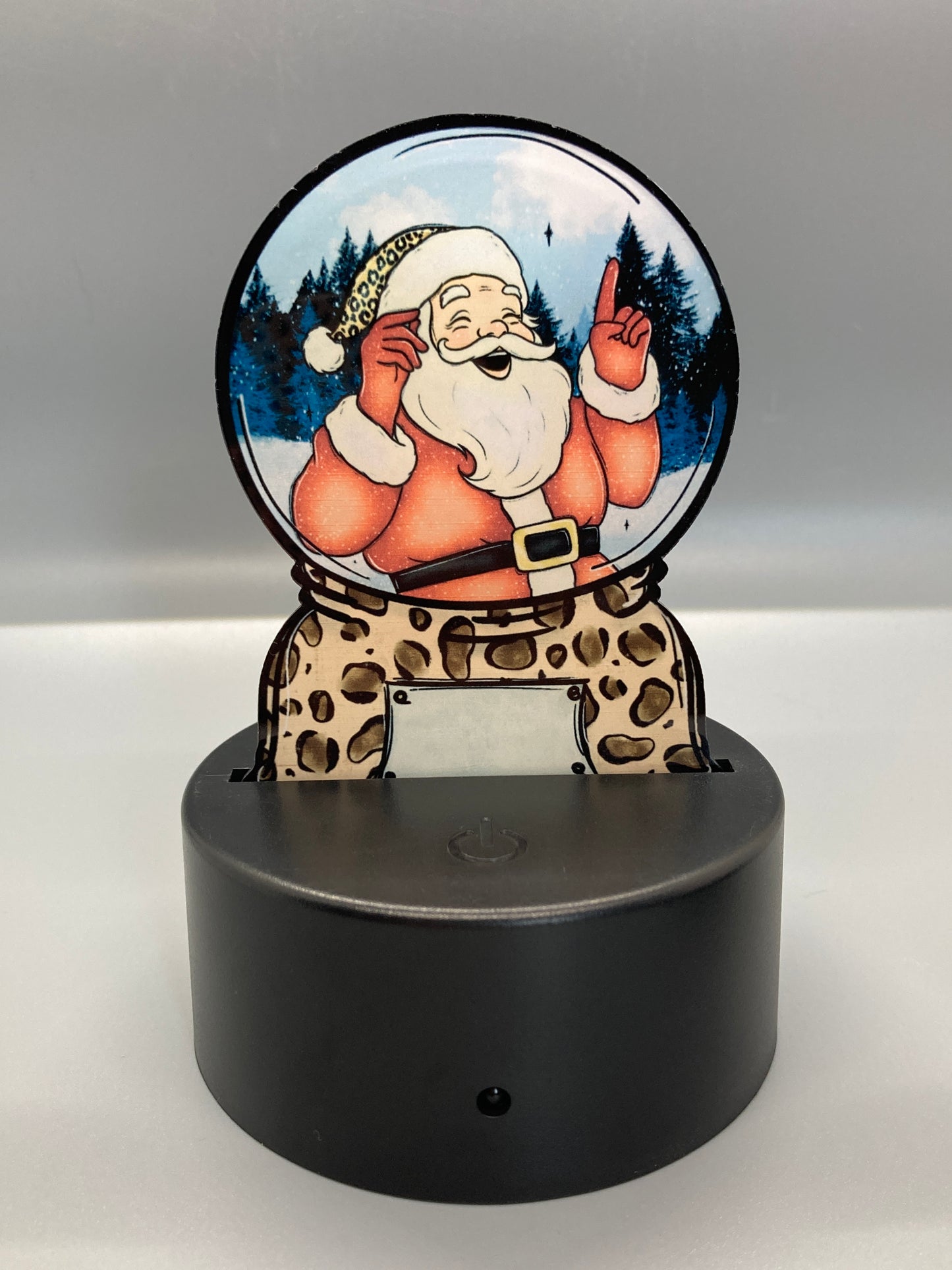 Santa Leopard (SGL04) - Snowglobe Shape Light