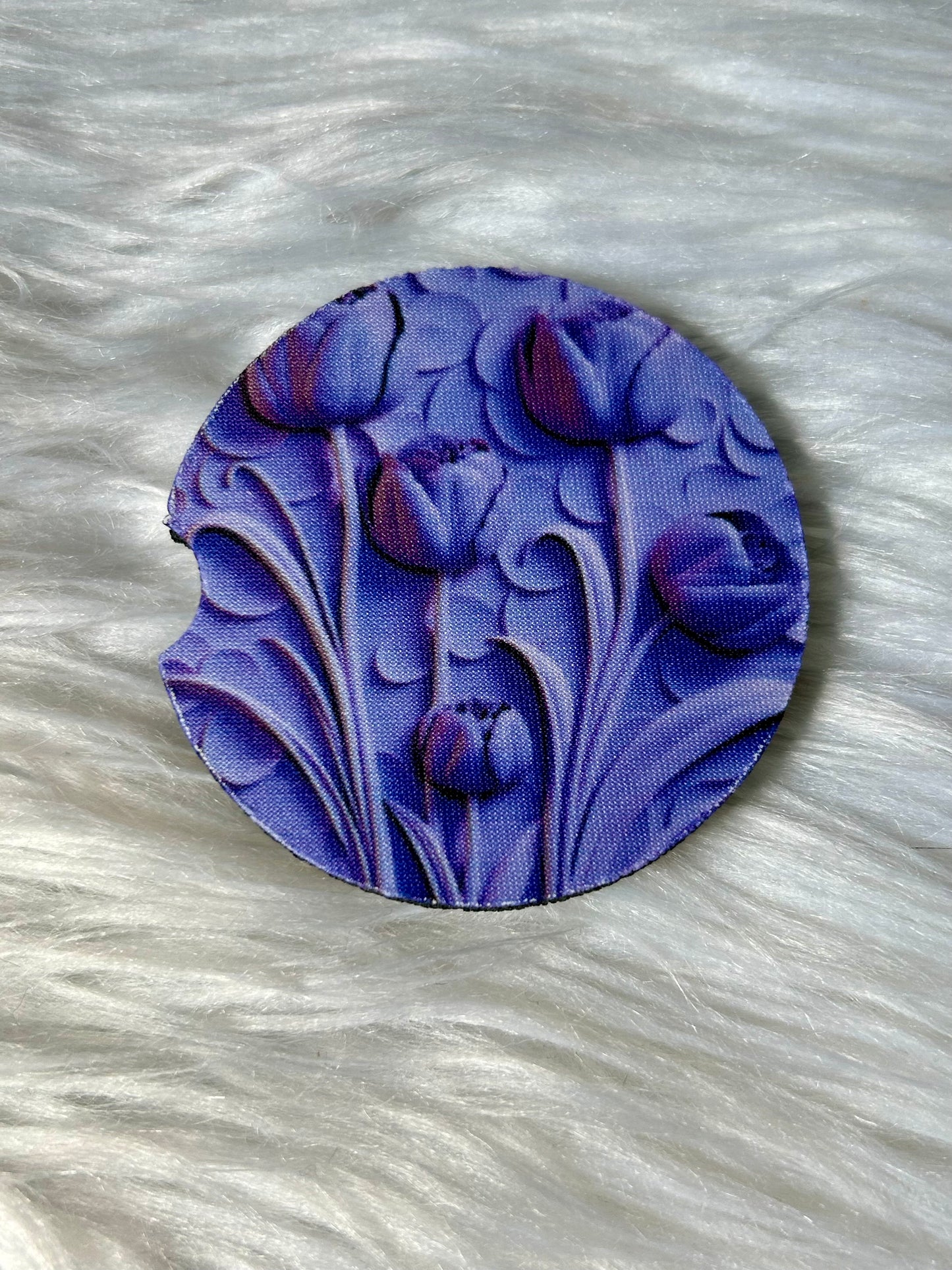 Car Coaster - Purple Tulips