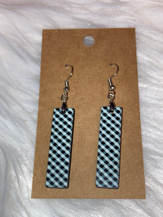Black Pattern (BE29) -  Bar Shape Earrings - 1.5"