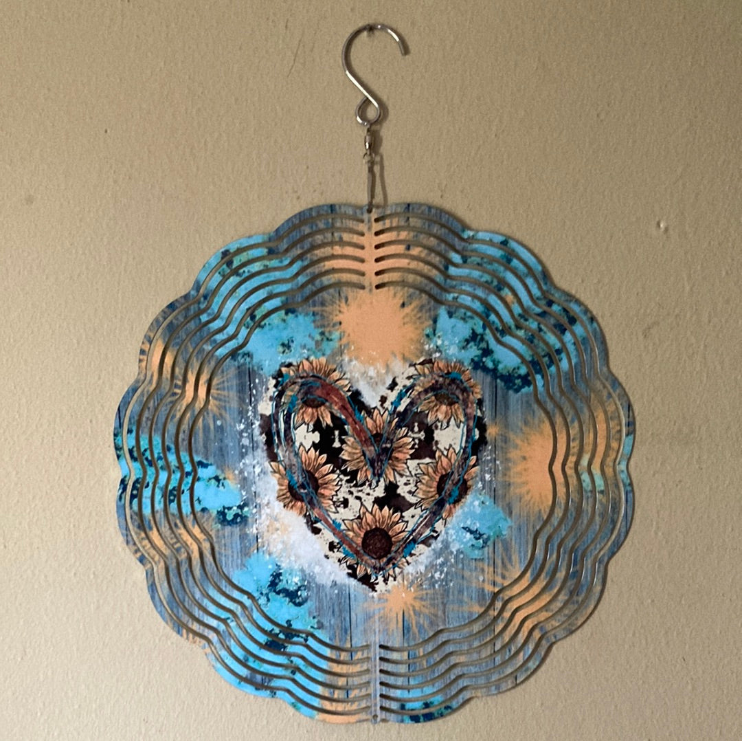 Sunflower Heart Metal Aluminum Wind Spinner