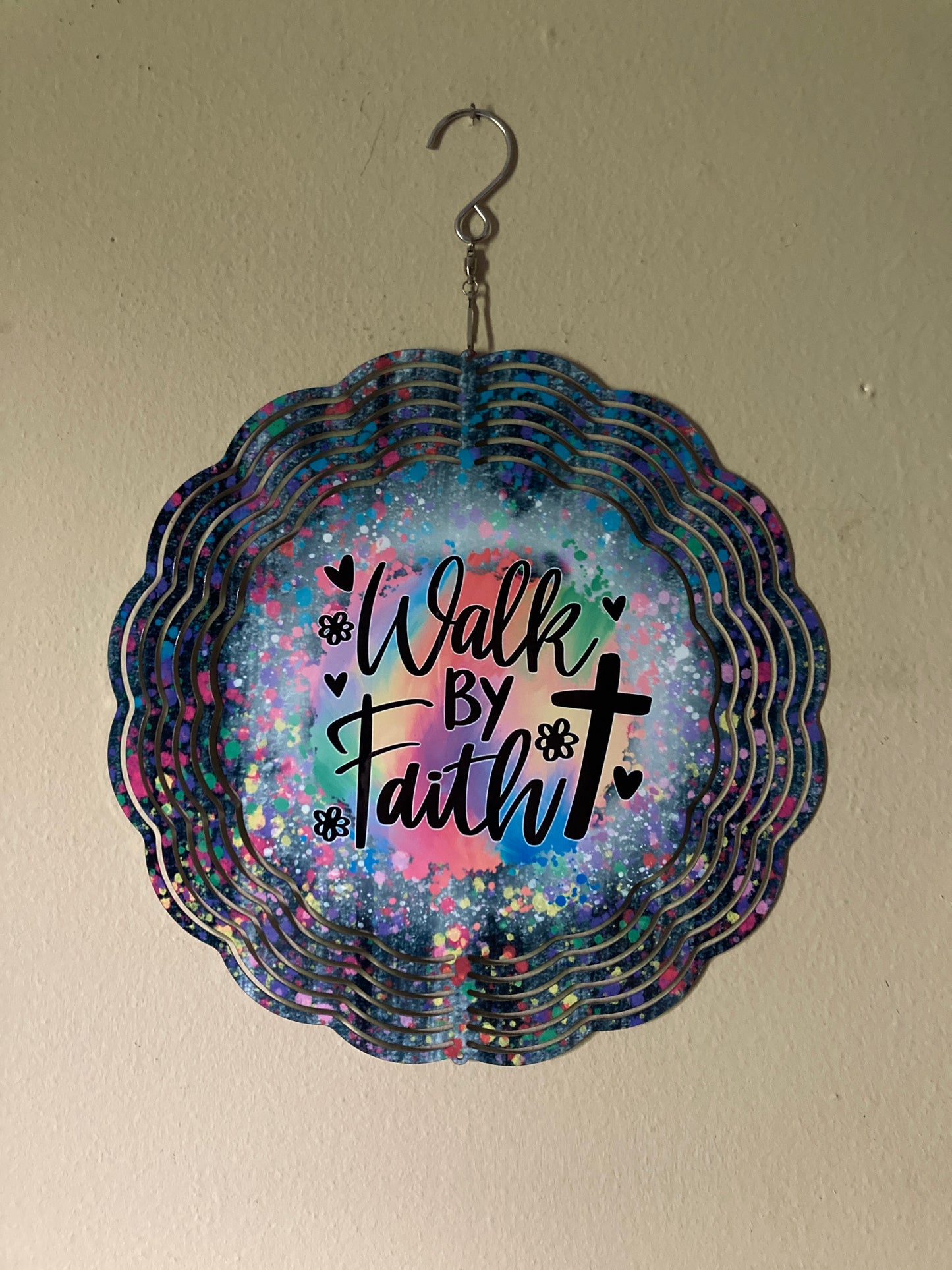 Walk By Faith Metal Aluminum Wind Spinner
