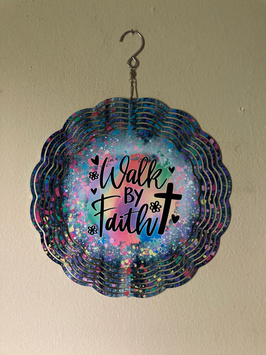 Walk By Faith Metal Aluminum Wind Spinner
