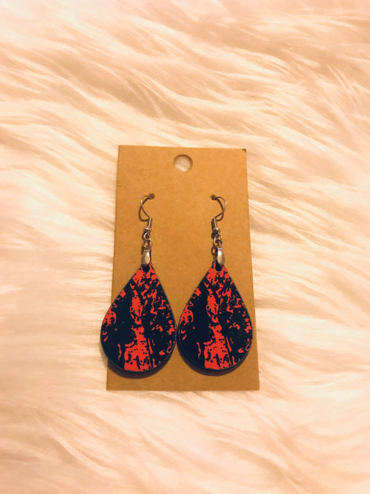 Black and Pink (TD27) Tear Drop Earrings