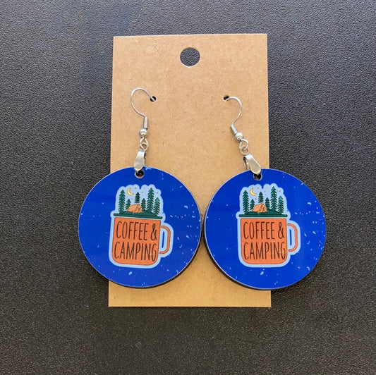 Coffee & Camping (R15) - Round Earrings 1.5"