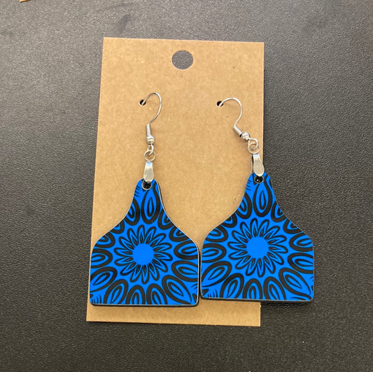 Blue Design - Cattle Tag Earrings 1.5"