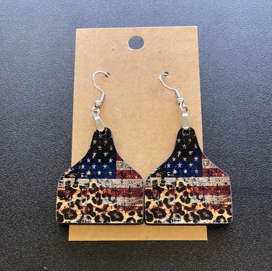 Flag & Print - Cattle Tag Earrings 1.5"