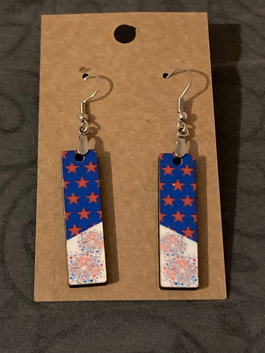 Fireworks (BE01) -  Bar Shape Earrings - 1.5"