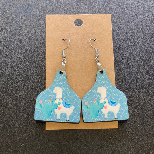 Llama (CT01) - Cattle Tag Earrings 1.5"
