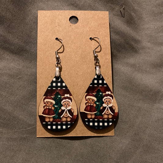 Gingerbread Tree -  Tear Drop Earrings