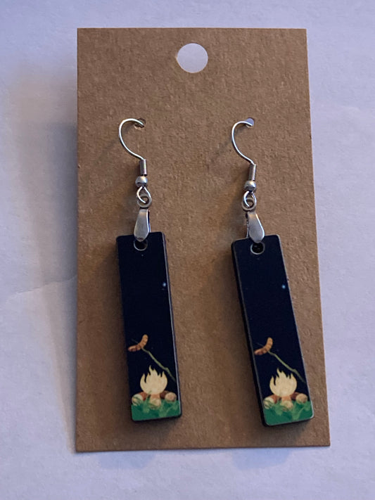 Campfire (BE07) -  Bar Shape Earrings - 1.5"