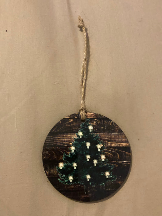 Christmas Tree (R47) Background Round Ornament