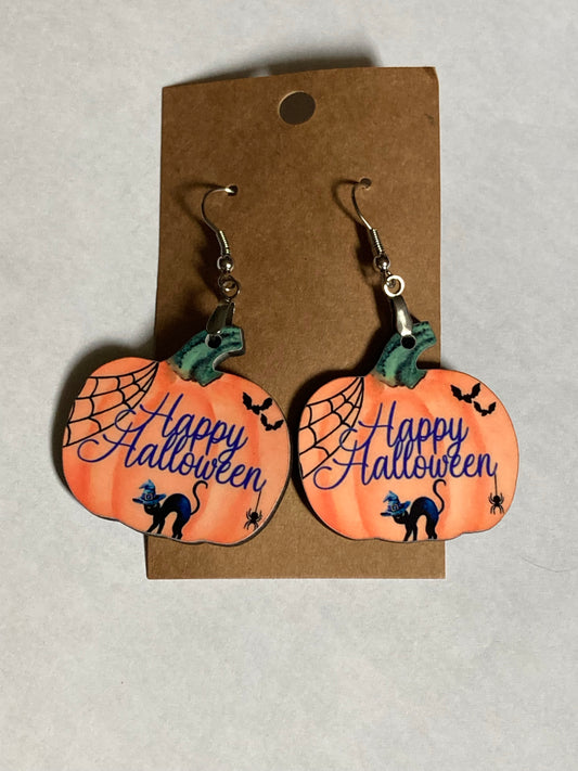 Happy Halloween (PU02) - Pumpkin Earrings 1.5"