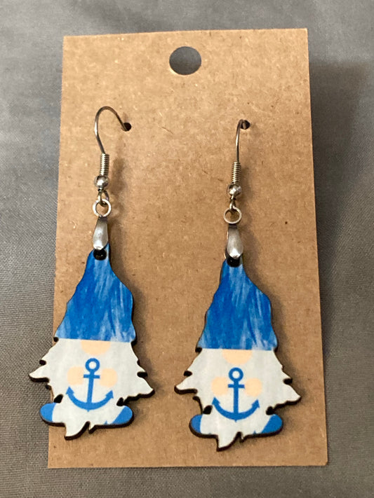 Blue Anchor (G06) - Gnome Earrings