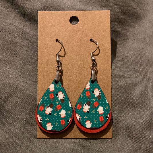 Santa Present 2 Tier Looking-  Tear Drop Earrings