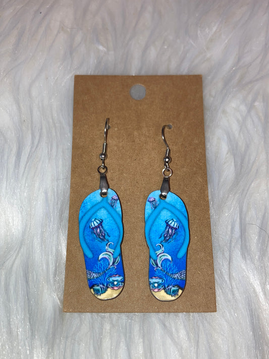Ocean (FF50) - Flip Flop Earrings 1.5"