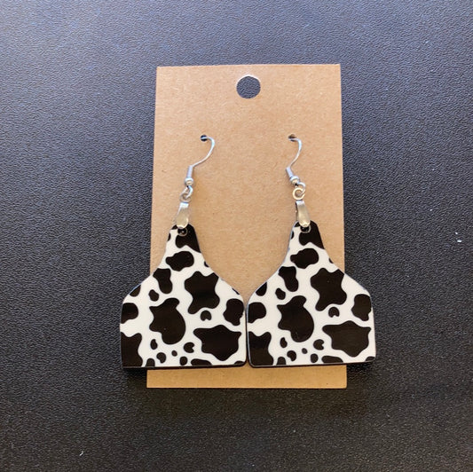 Cow Print  - Cattle Tag Earrings 1.5"