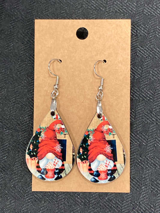 Gnome with Mug (TD11) - Tear Drop Earrings