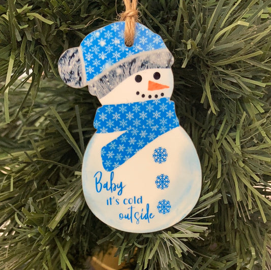 Baby It's Cold Outside - Snowman with Beanie Shape Ornament - SB02